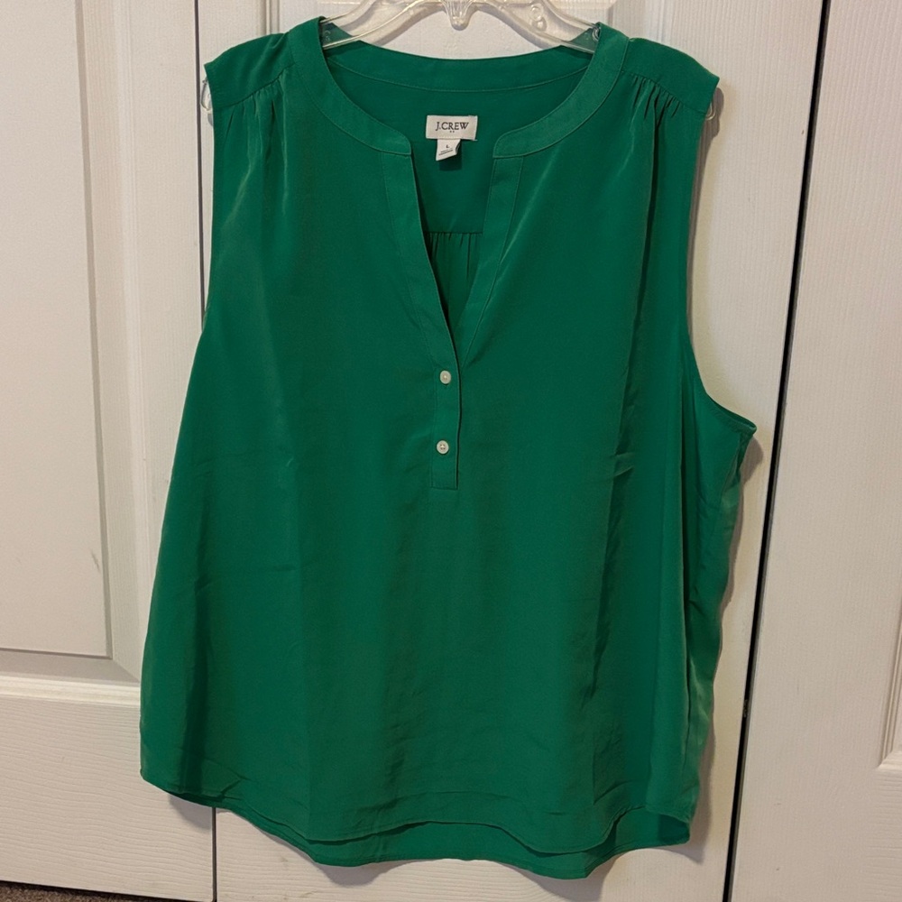 J. Crew Emerald Green Sleeveless Split-Neck Camisole
